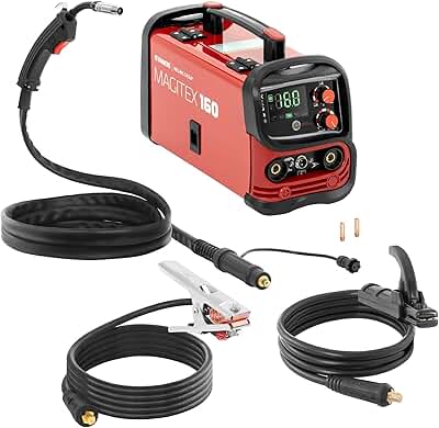 Stamos Germany MAGITEX 160 Soldadora de hilo tubular - 130 A - ciclo de trabajo: 60% - TIG Liftarc - MMA Soldador de hilo tubular Soldadora de hilo fundente Soldador MIG sin gas