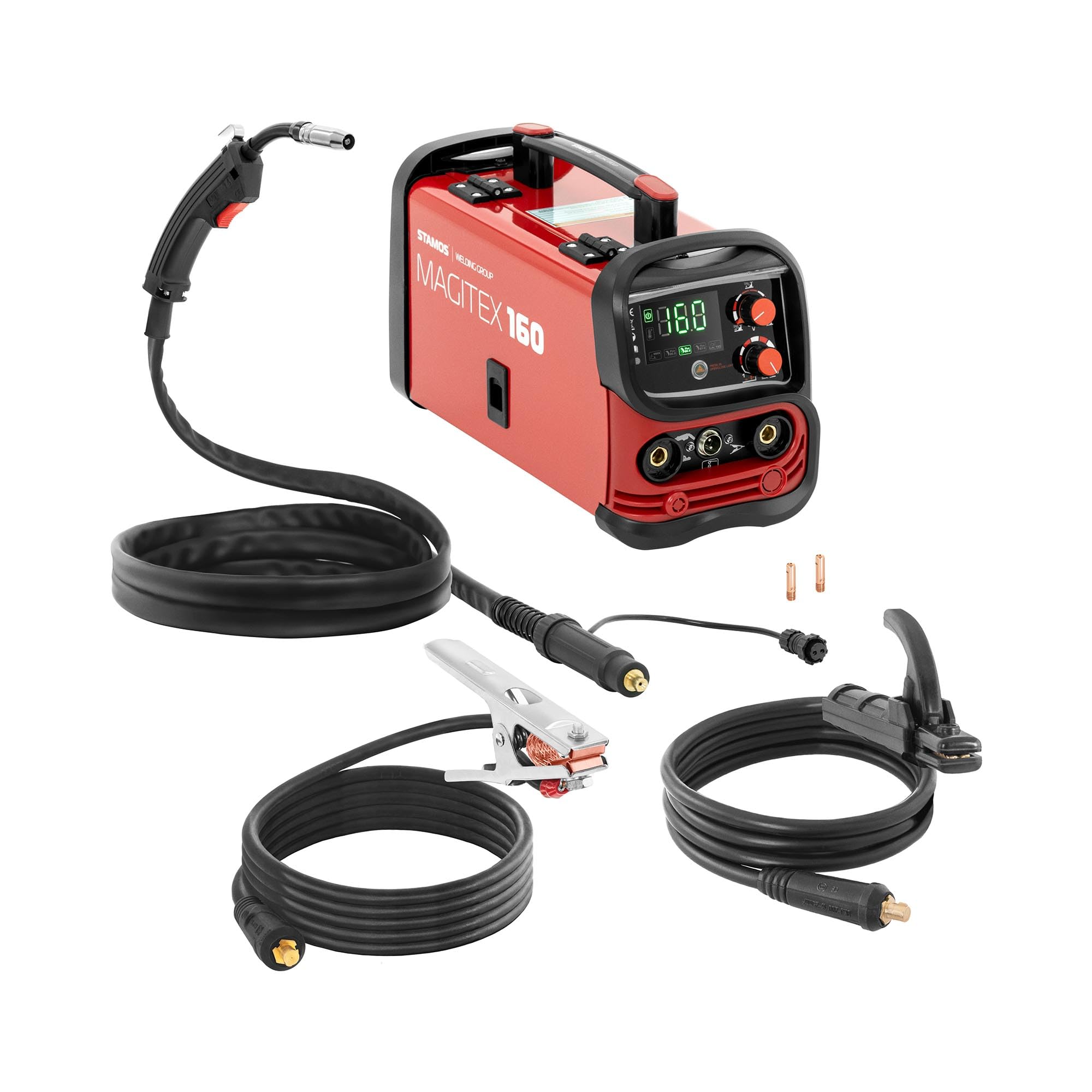 Stamos Germany MAGITEX 160 Tubular wire welding machine - 130 A - duty cycle: 60% - TIG Liftarc - MMA Tubular wire welder Flux wire welding machine Gasless MIG welder