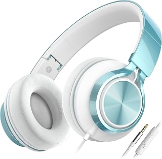 AILIHEN C8 Headphones with Microphone and Volume Control Folding Lightweight Headset for Cellphones Tablets Smartphones Laptop Computer PC Mp3/4 (Lime Green)