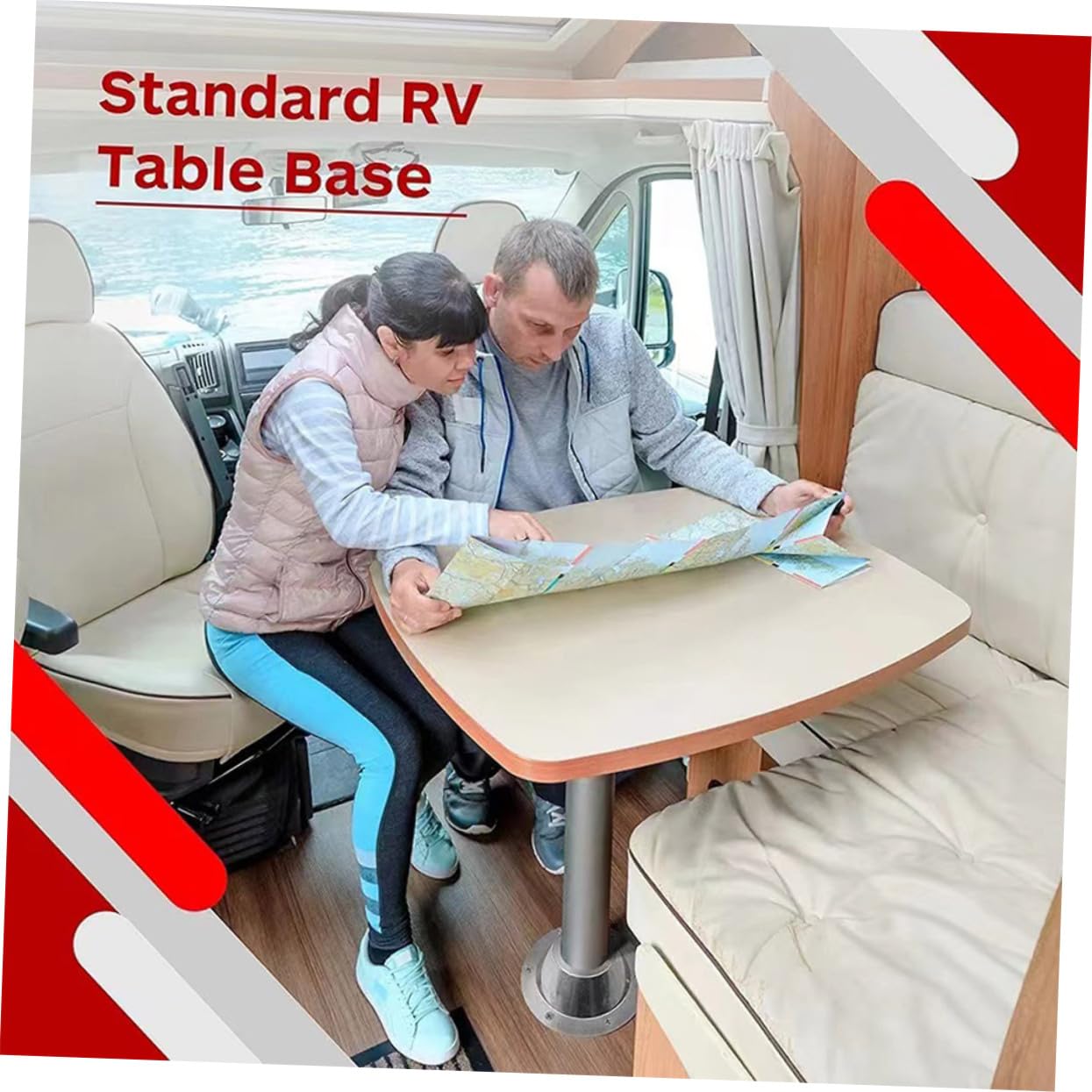 DOITOOL 2 Sets Rv Table Base Mount Aluminum Camping Table Base Rv Table Mounts and Leg