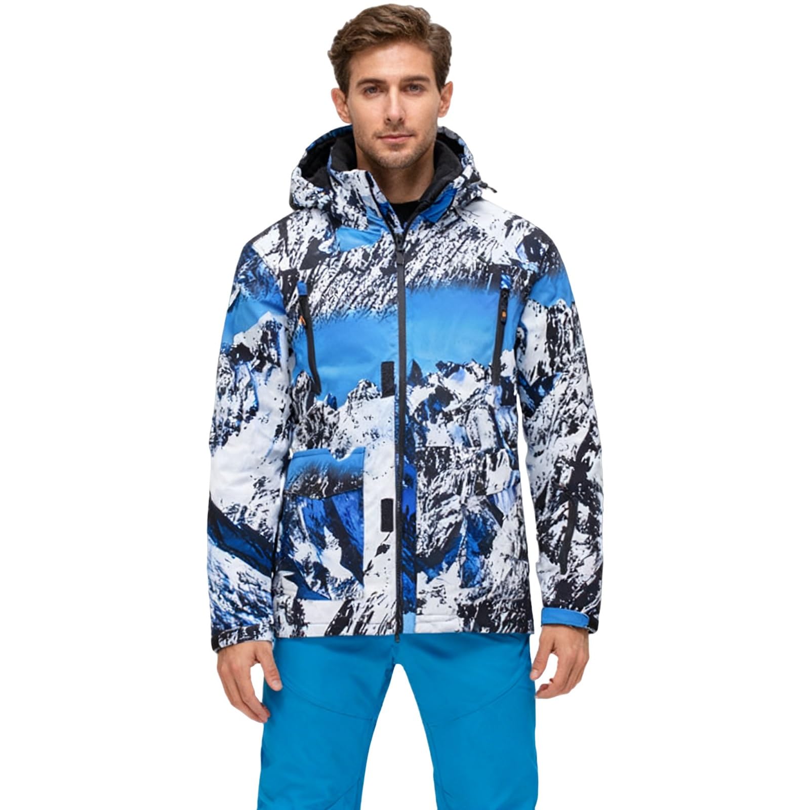 Ensemble de Combinaison de Ski Homme, Combinaison de Ski Femme Hiver À Capuche Coupe-vent et Résistante L'usure pour Hommes, Ensemble de 2 Pièces Vêtements Imperméables pour Ski intérieur et extérieur