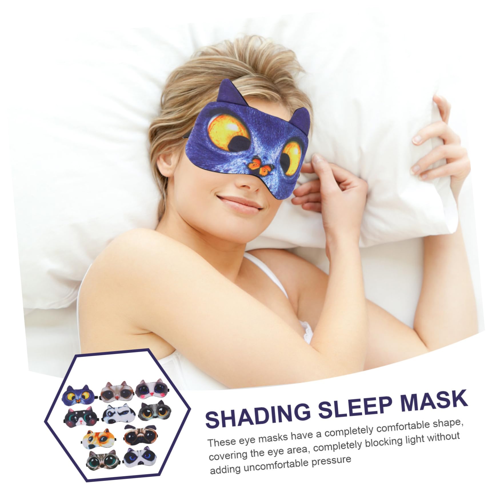 20 Pièces Masque de sommeil masques pour les yeux fille joli masque pour les yeux pour melasommeill patch yeux sieste bandeau dormir les yeux bandés polyester