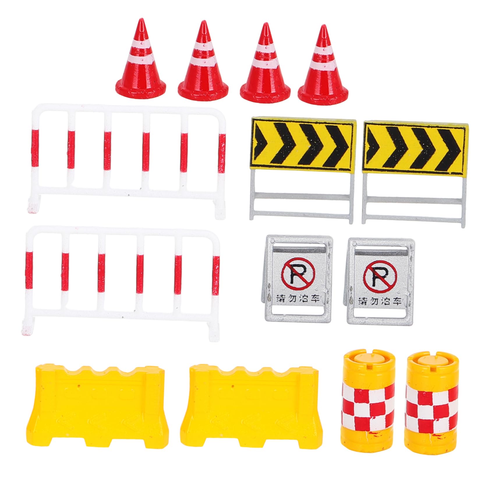CORHAD Realistic Traffic Barrier Models for Kids Playset Miniature Road Cones Toys Mini Street Lights for Education