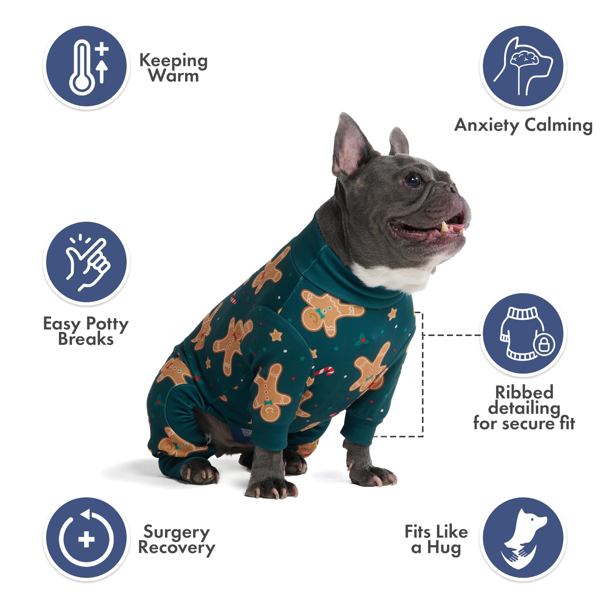 Spark Paws Dog Christmas Pyjama, Ultra-Soft and 4-Way Stretch, Recovery-Suit PJ Onesie for Small Medium and Large Breeds - Image 4