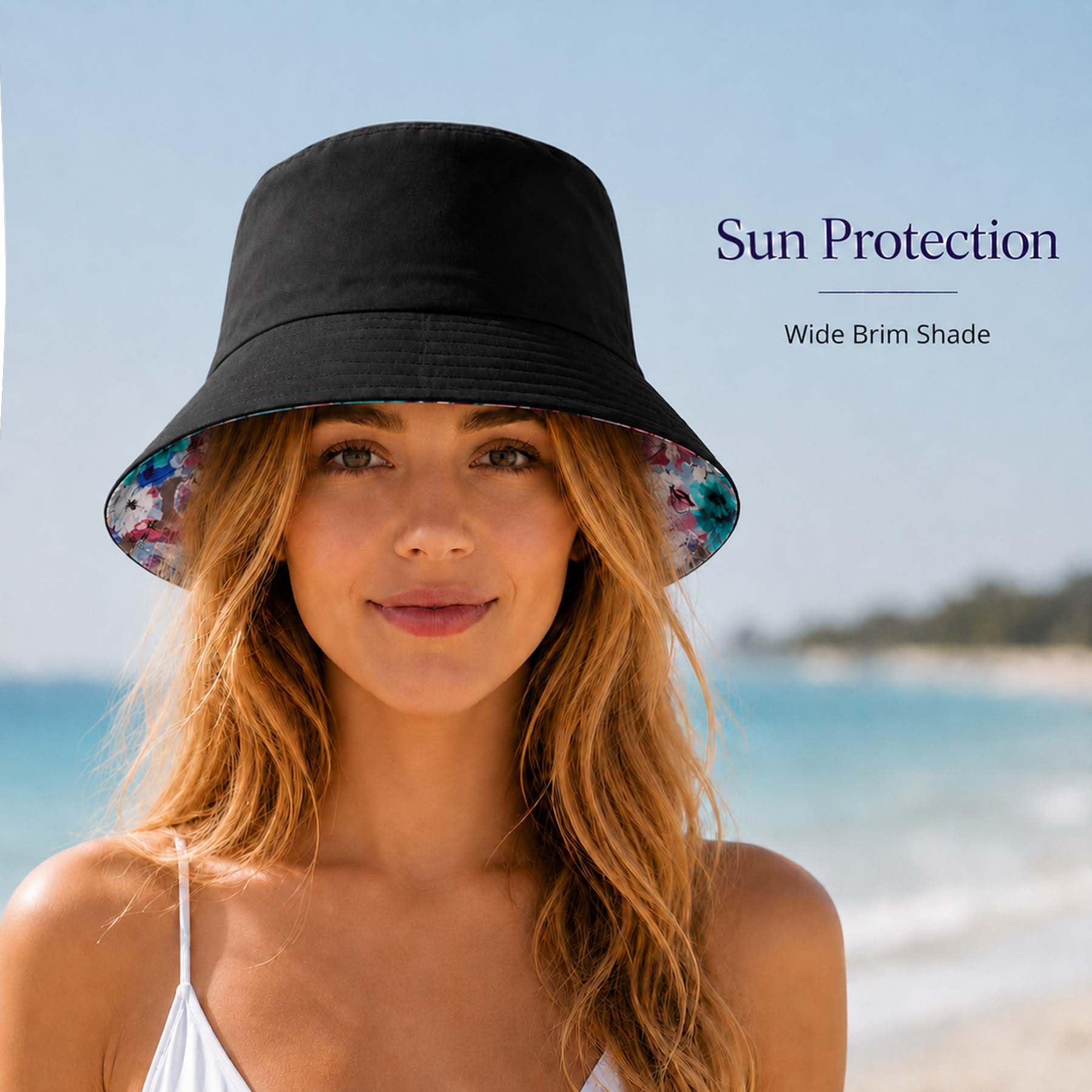 Feng Shui， Chapeaux de Seau pour Femmes - Chapeau de Seau de pêcheur d'extérieur d'été Pliable réversible Chapeau de Seau de Soleil de Plage en Coton pour Les Adolescents