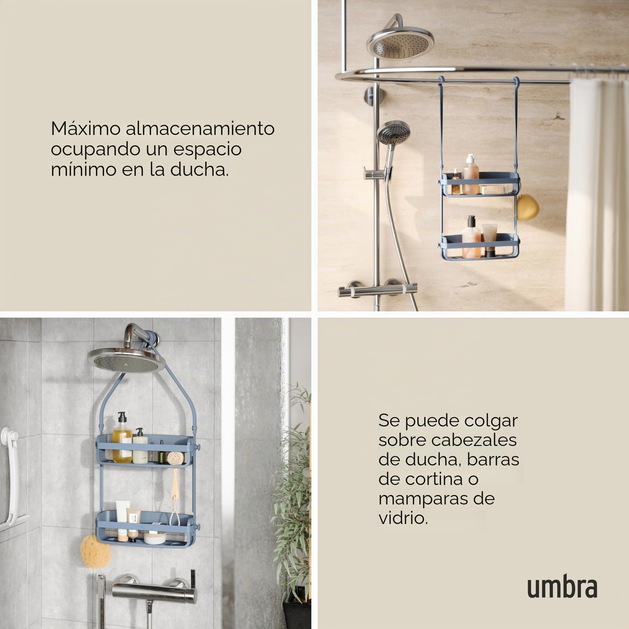 Umbra Organizador de ducha flexible, color azul pizarra