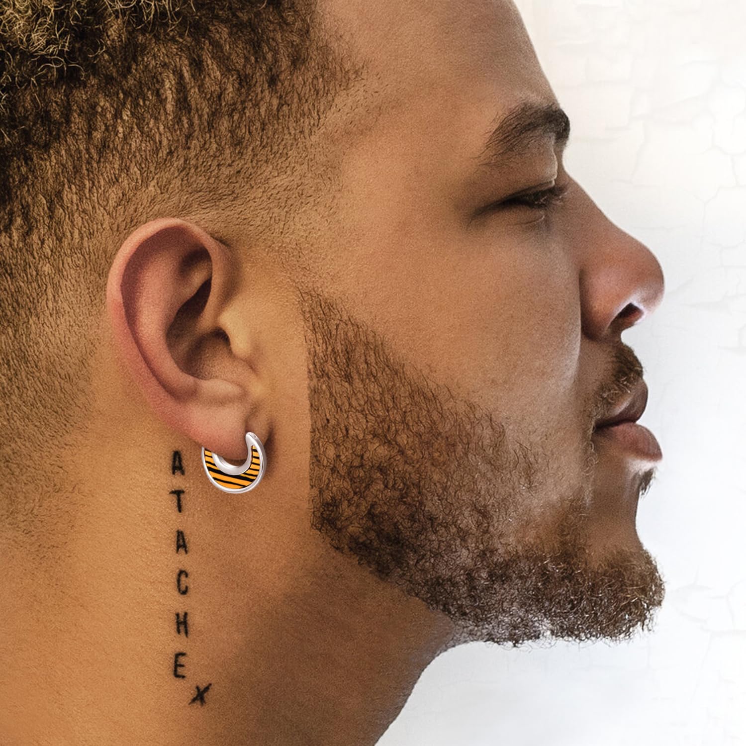 ADMETUS Pendientes de aro con patrón lateral de plata de ley 925 para hombres y mujeres, aretes de aro, joyería hipoalergénica, regalos para orejas sensibles