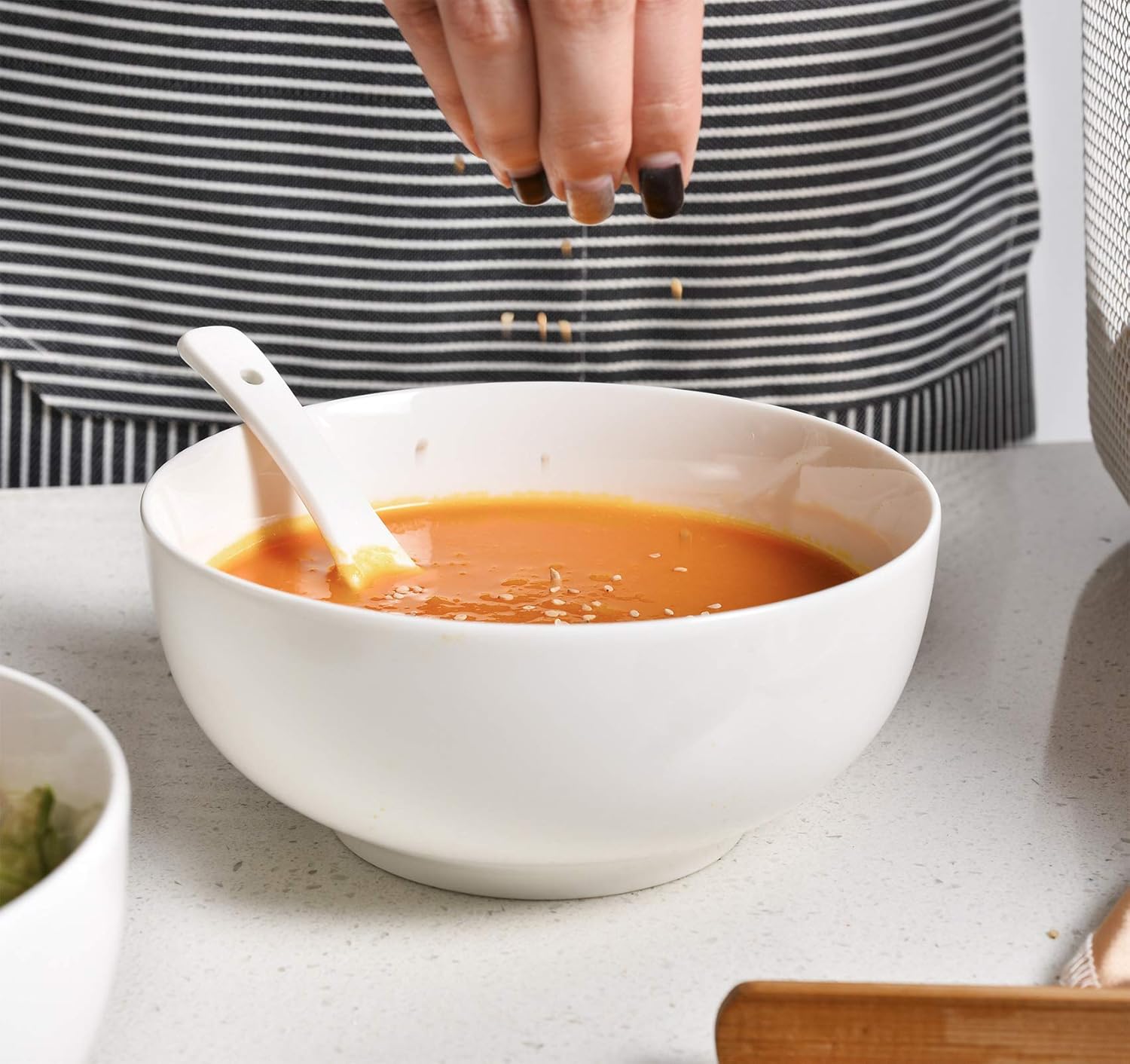  | TGLBT Porcelain Soup Bowl Cereal Bowls 4 Packs, Round Ceramic Oatmeal Bowl for Kitchen Stackable Dishwasher and Microwave Safe, White: Soup Bowls