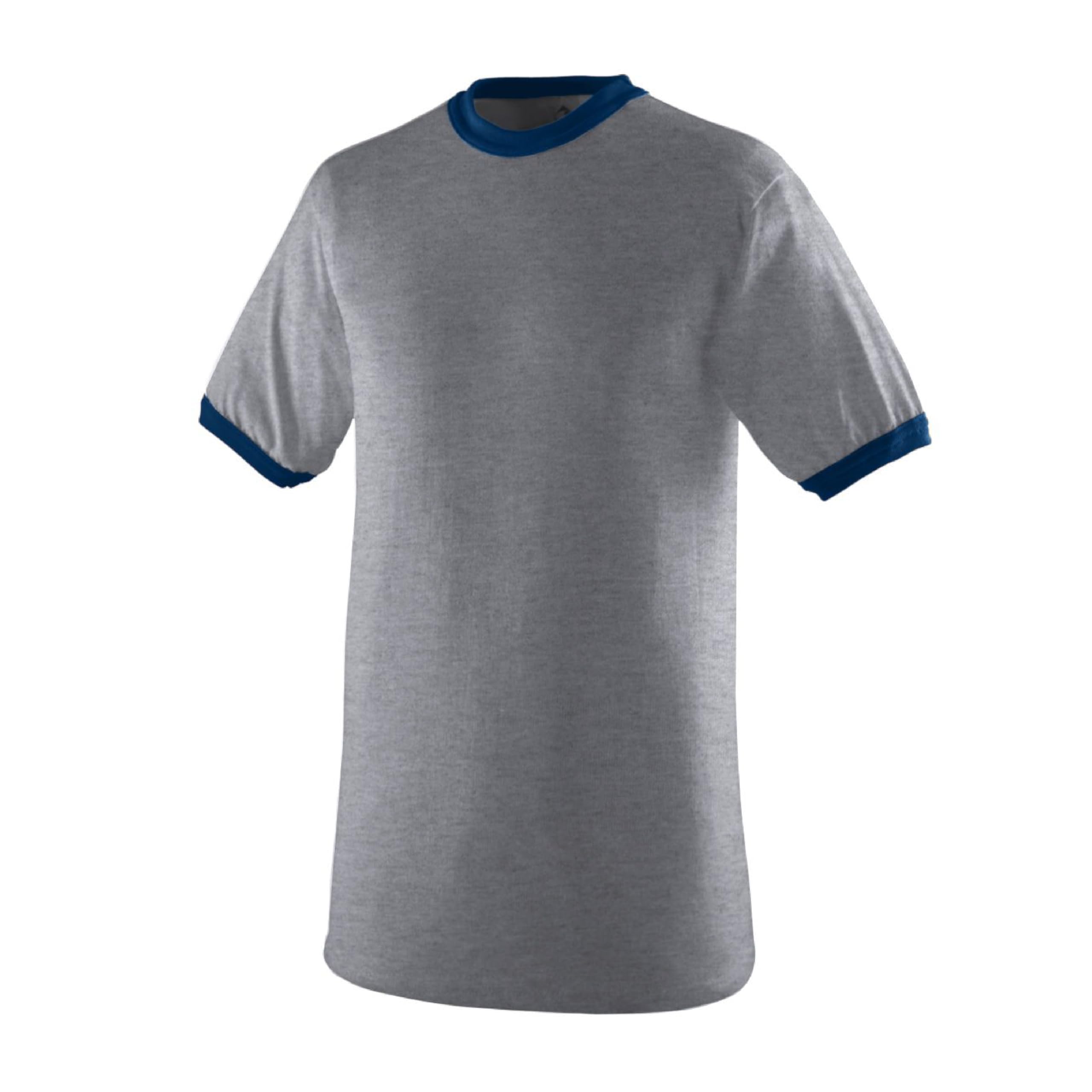 Augusta Sportswear Unisex's Sports Apparel Ringer tee Shirt, Athletic Heather/Navy, Medium