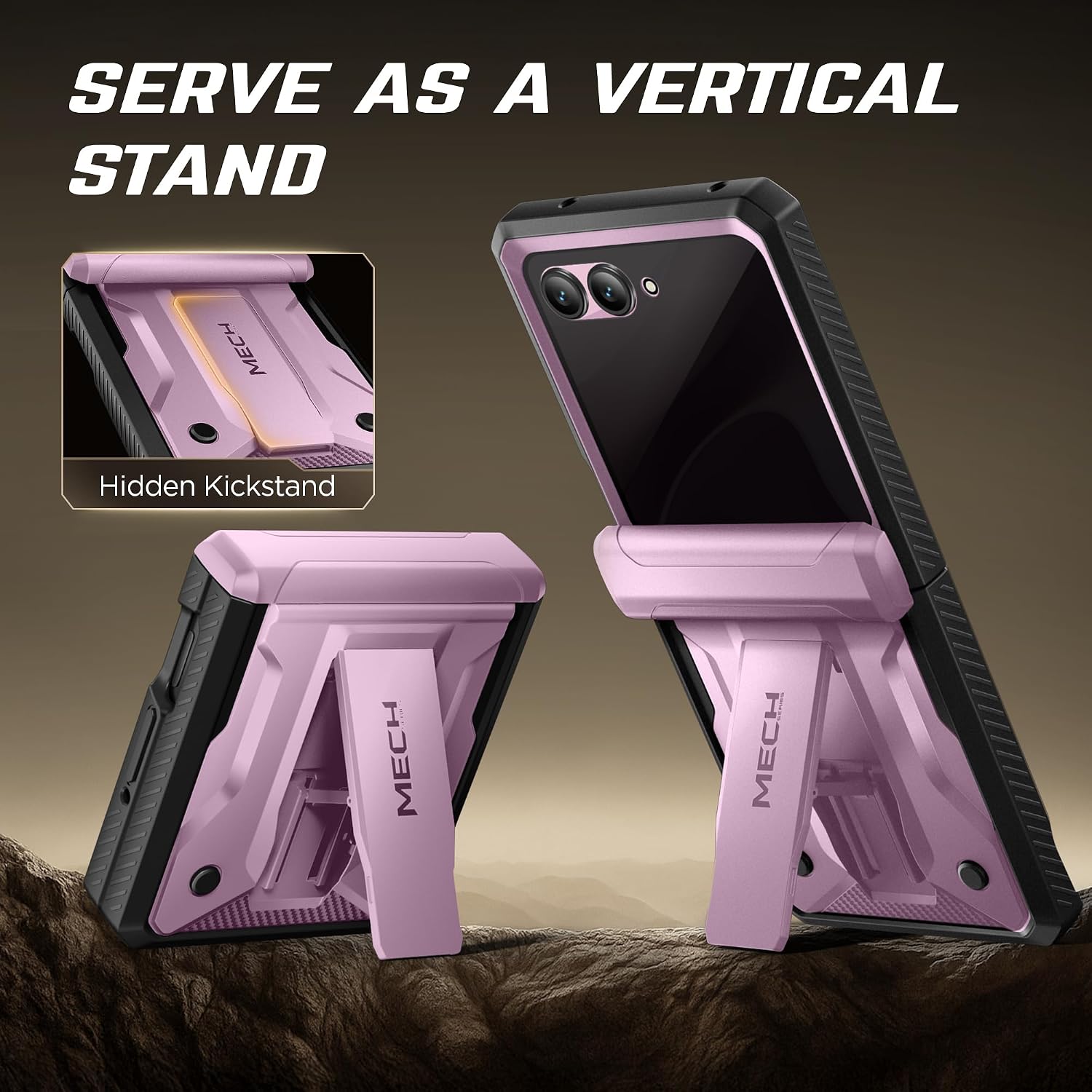 TONGATE for Motorola Razr 2026 Case, Razr 2025/2024 Case, with Privacy Screen Protector, [Stand & Belt-Clip] [Hinge Protection Cover] [Anti-Slip], Full-Body Military Grade Protective, Violet Ice