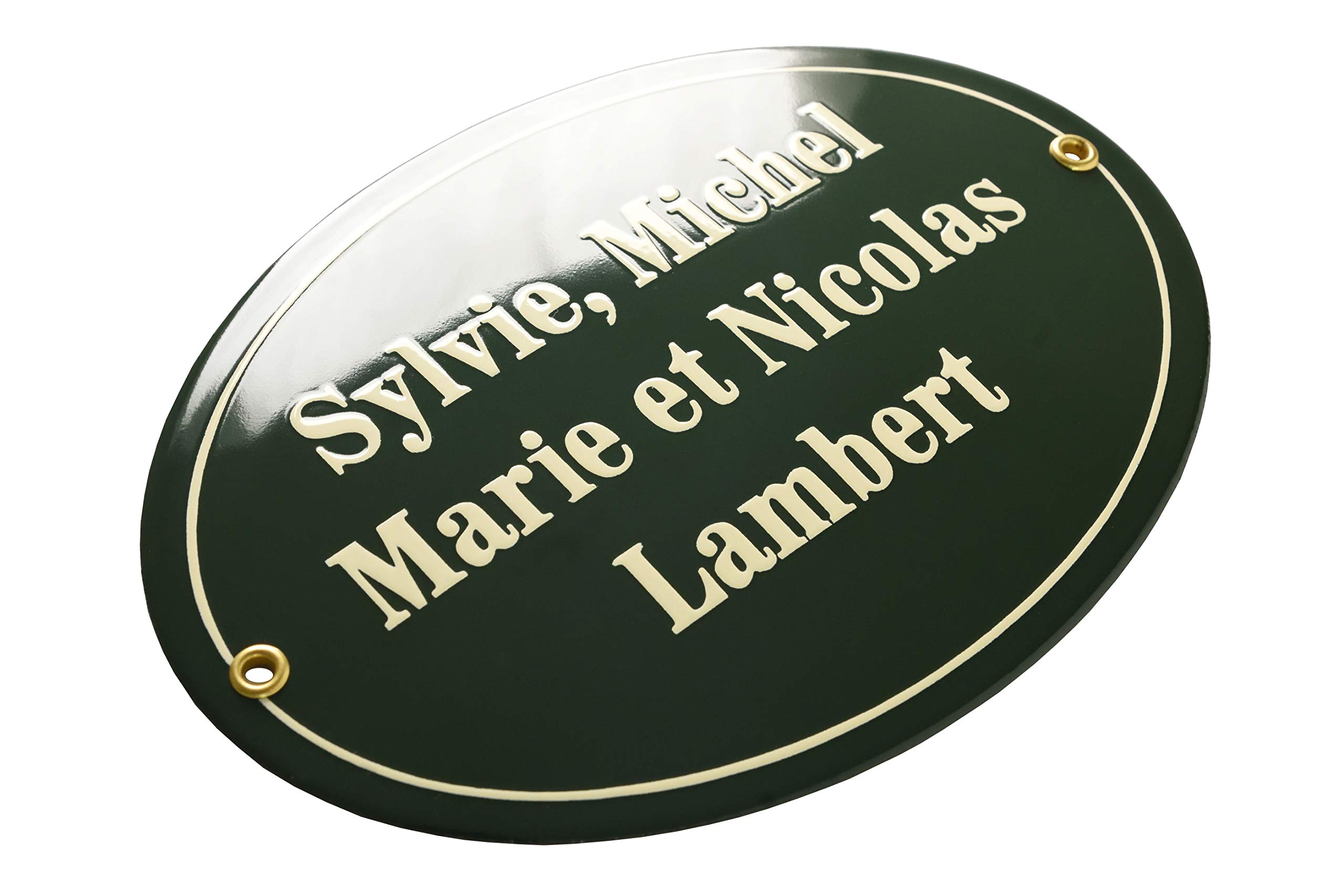 Namensschild Türschild Emaille oval 15x21cm Schild mit Wunschnamen | Premiumqualität