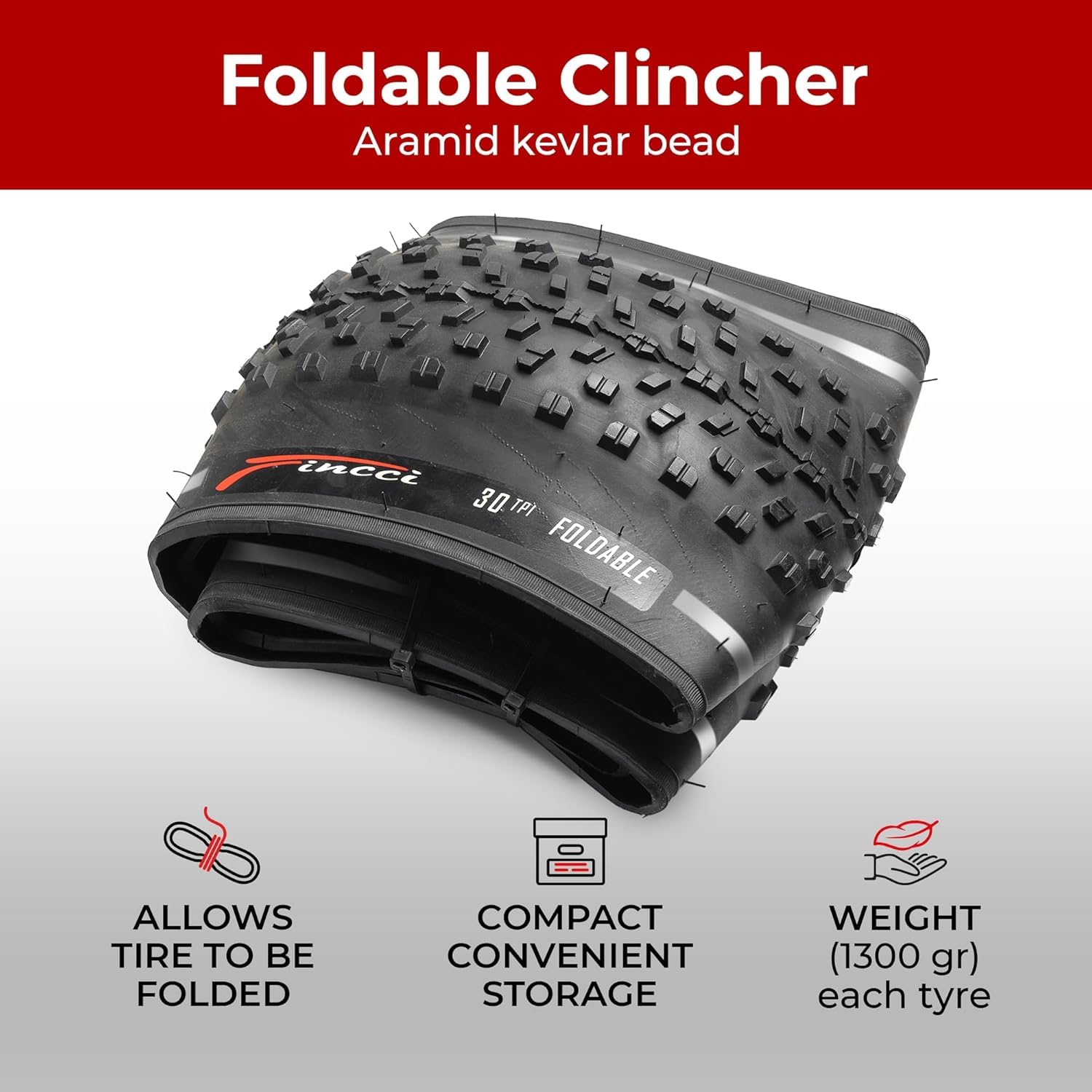 Fincci Fat Pneus 26x4.00 Pouces - Paire Pliable Pneu VTT 26 Pouces 100-559, pour Fat Bike, Route bici, Montagne Velo, Electrique Bicyclette - Un Paquet de 2, Convient Sable, Neige, Terre, Sentiers
