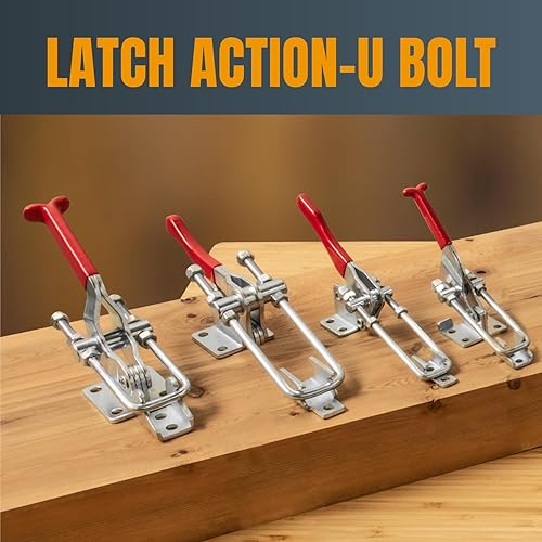 Miniatura 2 de POWERTEC 20307-P2 Abrazadera de palanca de perno en U ajustable de alta resistencia con capacidad de sujeción de 431-700 libras, paquete de 2