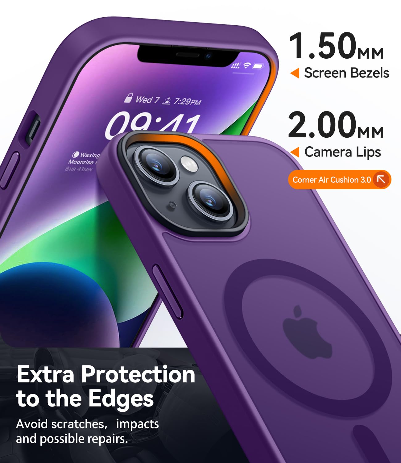 CANSHN Cover Magnetica Opaca per iPhone 13/14, [Compatibile con MagSafe] Custodia Traslucida Opaca Protettiva Sottile Antiurto 6,1 Pollici - Viola Scuro