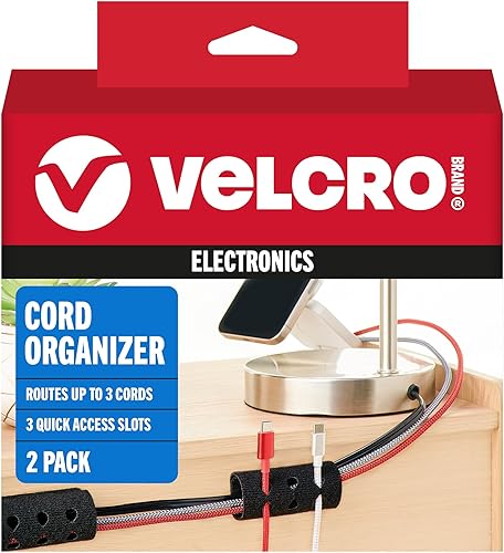 Velcro Brand Organizador de cables para gestión de cables de escritorio, organización de mesita de noche, combinación única de doble función, disponible en Yaxa Colombia