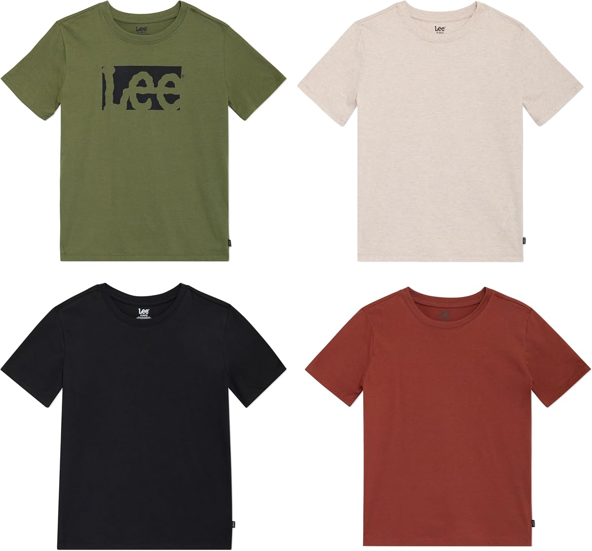 Lee Boys' 4 Pack Variety Super Soft Stretchable Tee Short Sleeve T-Shirt