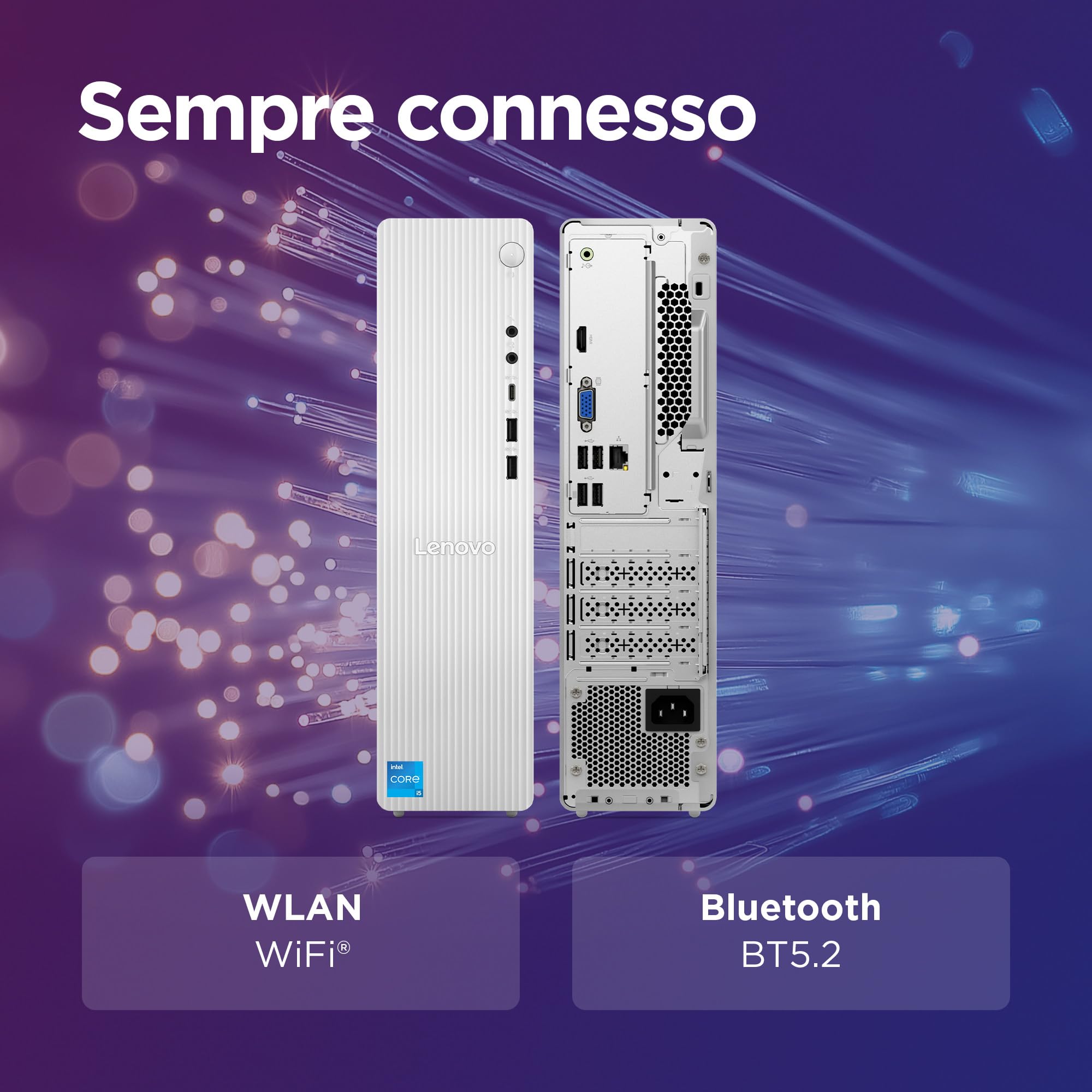 Lenovo IdeaCentre Tower Gen 9 - Desktop, Intel Core i5-13420H, RAM 16GB, SSD 512GB, Wi-Fi 6, BT 5.2, Windows 11 Home, Mouse e Tastiera USB inclusi - Cloud Grey