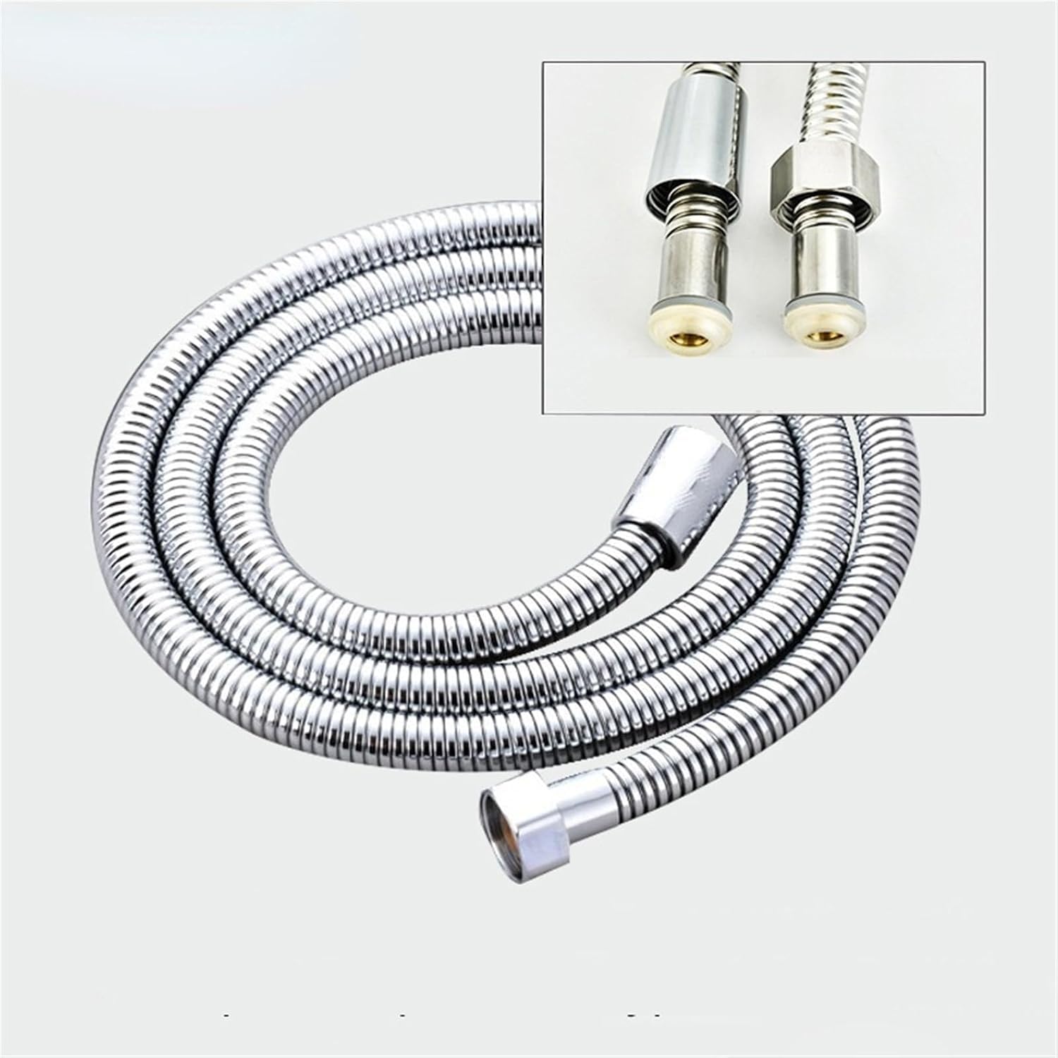 Gkirqvpe Sliver Shower Hose, Flexible Stainless Steel Shower Hose 1.5-3M Black Silver Extension Pipe Showerhead Tube
