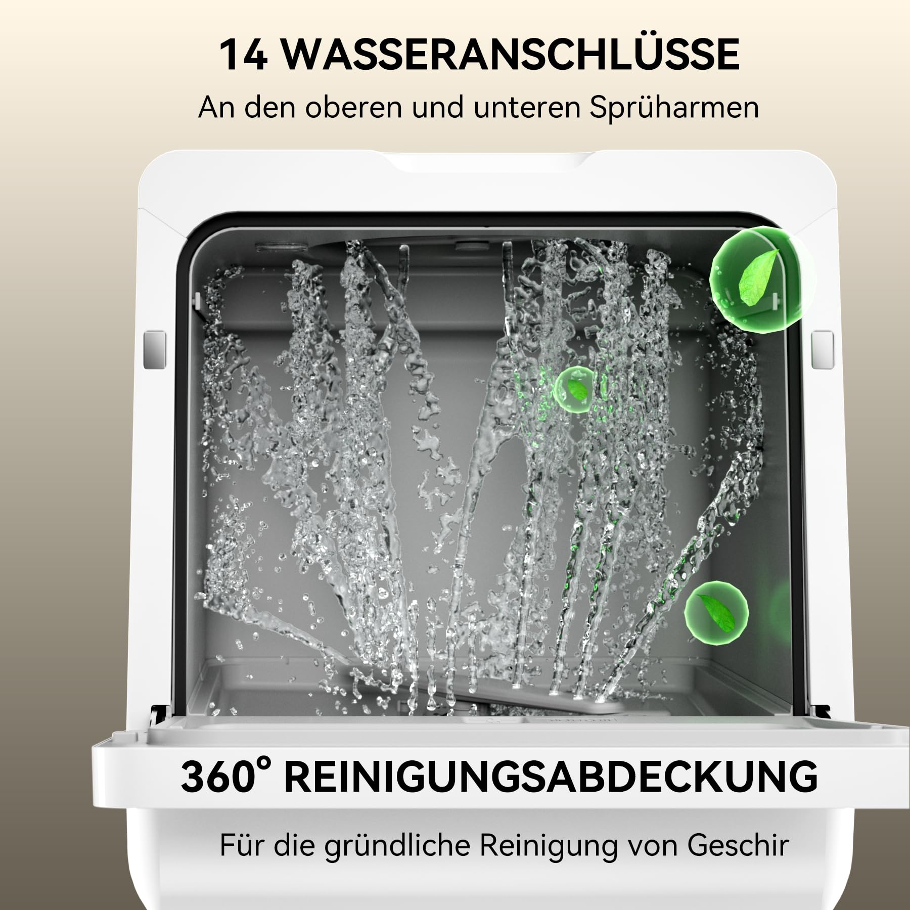 Hermitlux Tischgeschirrspüler Mini Spülmaschine 7+3 Programme 5 Maßgedecken 5L Wassertank Startverzögerung Kindersicherung