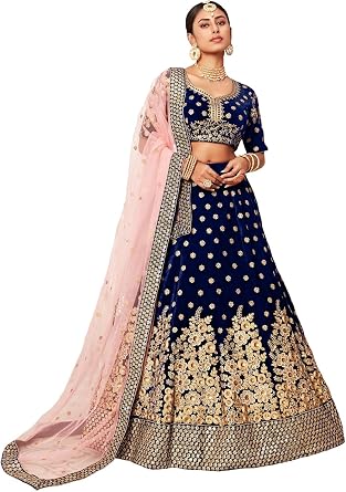 Cbazaar Ready To Wear Indian Outfit Lehenga Choli, Duppatt with Stitched Blouse For Women, Bridesmaid, Party, Festival Wear