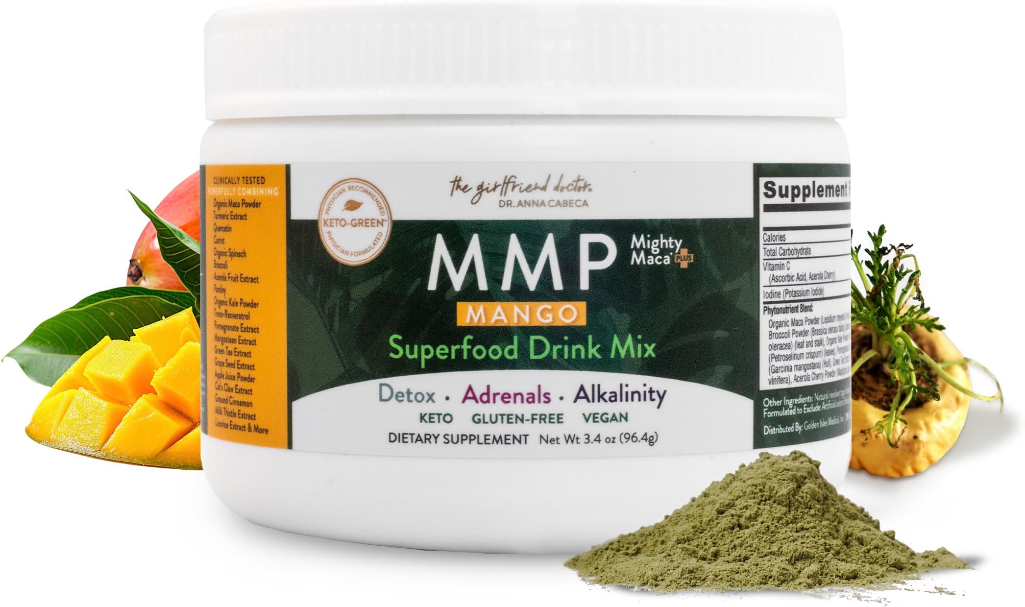 Mighty Maca Plus Mango - Organic Maca Root & Greens Superfood, 30 Servings