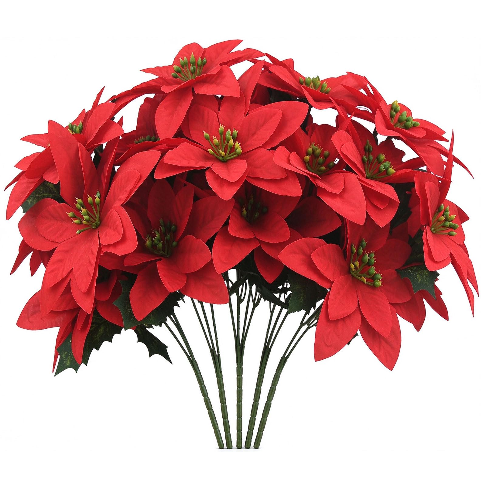 HNNFMY Christmas Poinsettia Red Artificial Flowers Bouquets 5 Packs โ image 1