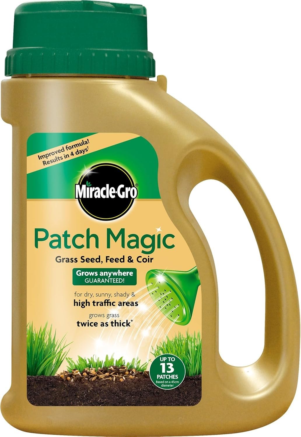 Miracle-Gro Patch Magic Lawn Repair Jug 1015g - Fast-Acting Grass Patch Solution for Repairing Bare Spots, Promoting Thick, Healthy, Green Lawns