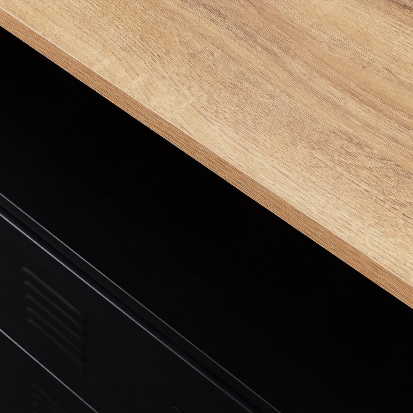 IDMarket - Commode 4 tiroirs Ester 115 cm métal Noir et Plateau façon hêtre avec Niche Design Industriel