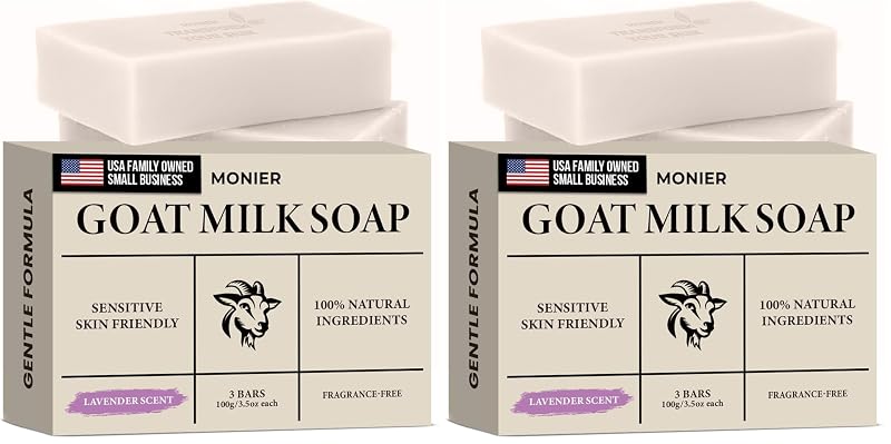 Sabonete em barra MONIER com leite de cabra e manteiga de karité, fragrância de lavanda, Pacote com 6