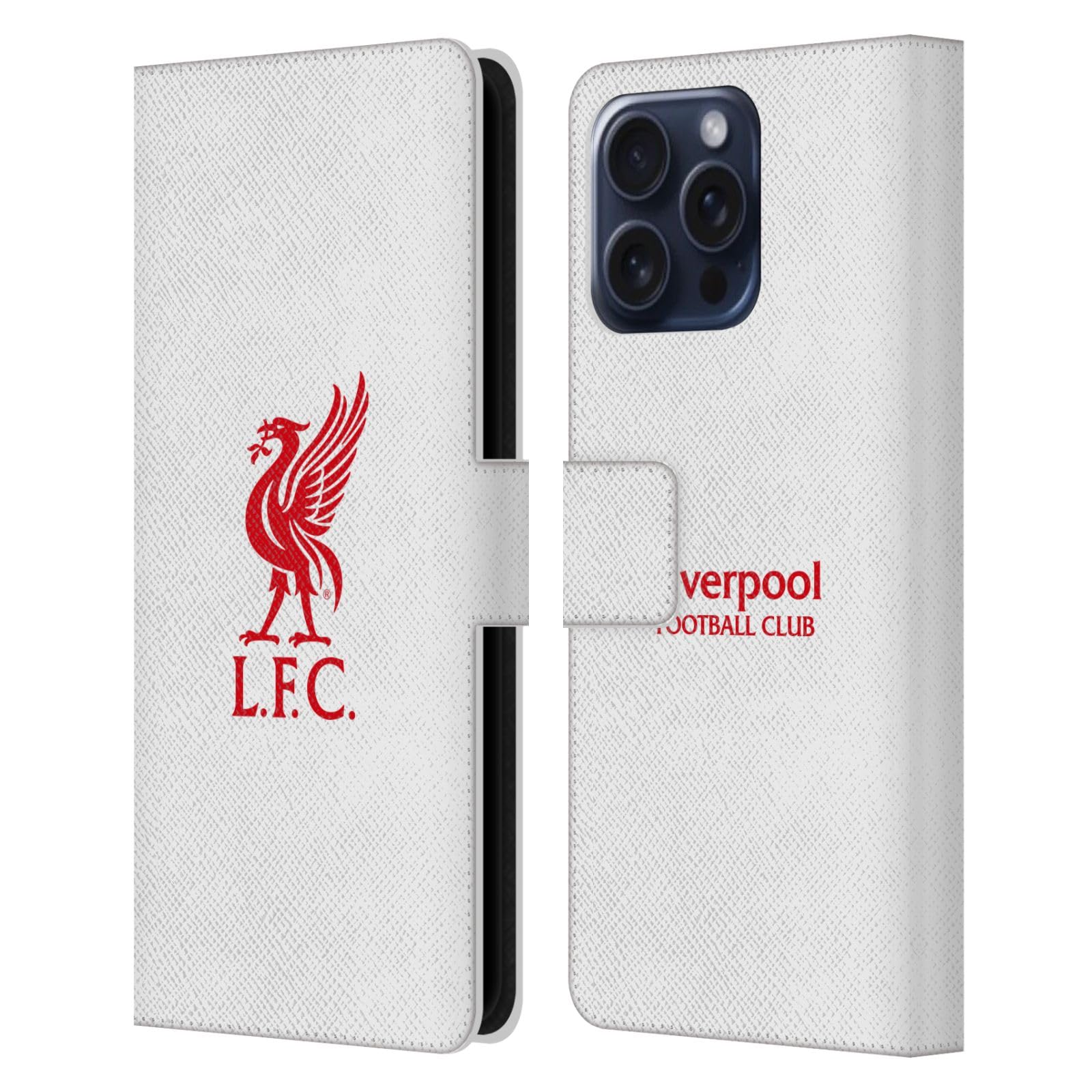 Head Case Designs Officially Licensed Liverpool Football Club Red Logo On White Liver Bird Leather Wallet Case Compatible With Apple iPhone 16 Pro Max