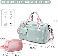 Vista 61 de Pequeña bolsa de gimnasio para mujer, bolsa de viaje con compartimento para zapatos