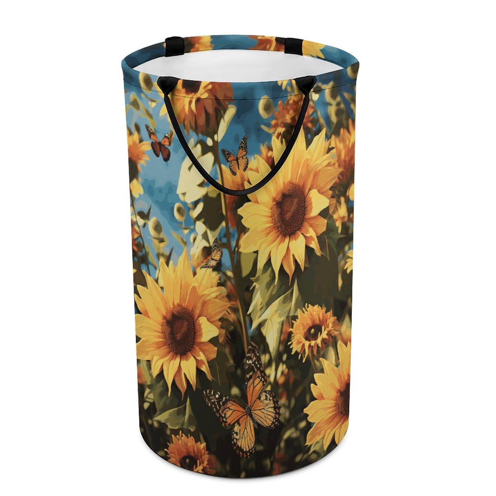 Panier à linge sac de rangement pliable imperméable grand motif tournesols