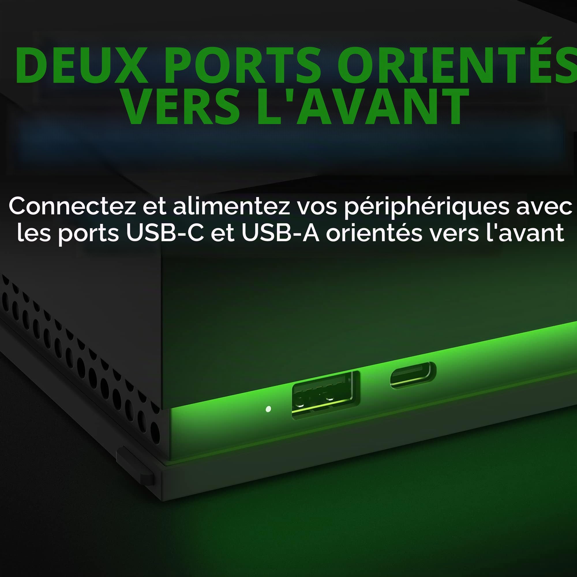 Seagate Game Drive Hub 8 To - Disque dur externe de bureau HDD - USB 3.2 1re génération, deux ports USB-C et USB-A, certifié Xbox, avec voyants LED RVB et services Rescue pendant 3 ans (STKW8000400)