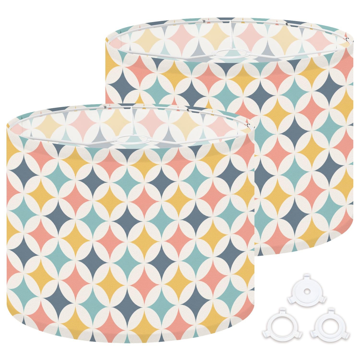 Deruinvaio Multi6 Drum Lamp Shades Colorful Geometric Circular 13"X13"X10" Medium Lampshade Diy Replacement Lamp Shade For Table Lamps Floor Lamps Required Assembly