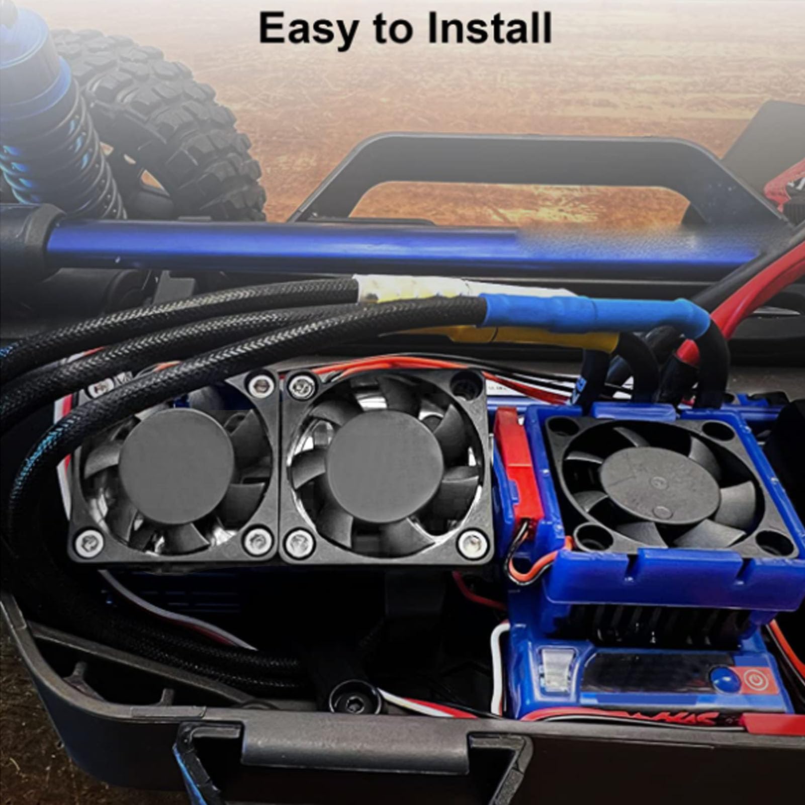 RC Heat Sink Fan Motor Fan Set for Traxxas Slash 4x4 VXL 1/10 RC Car with Double Fan (Silver)