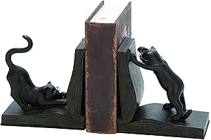 Deco 79 Polystone Cat Reading Bookends Set