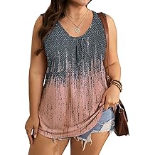 Womens Plus Size Tank Tops Floral Sleeveless Scoop Neck Tunic Shirts Summer Casual Loose T-Shirts Blouse