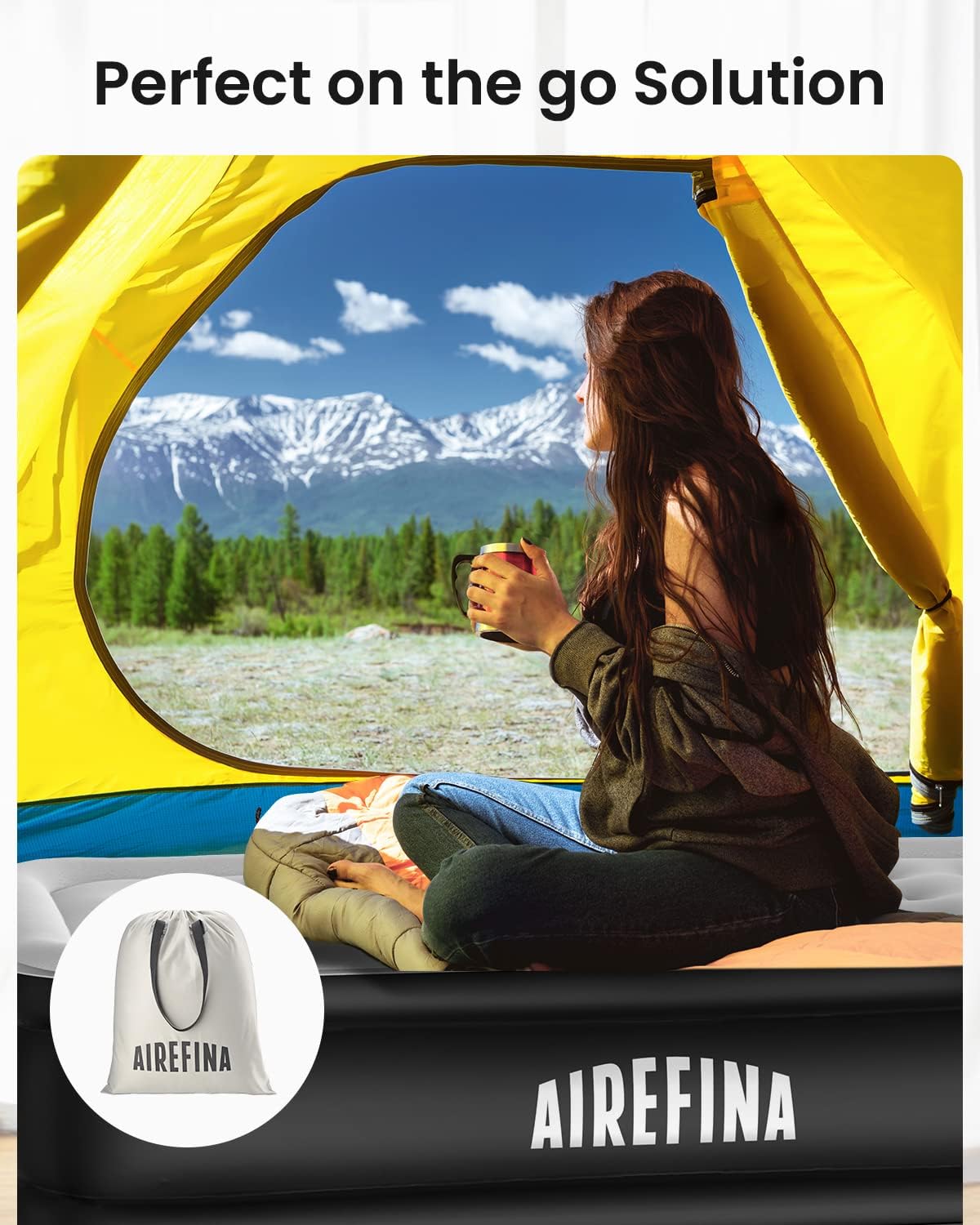 Airefina Twin Air Mattress with Built-in Pump Raised