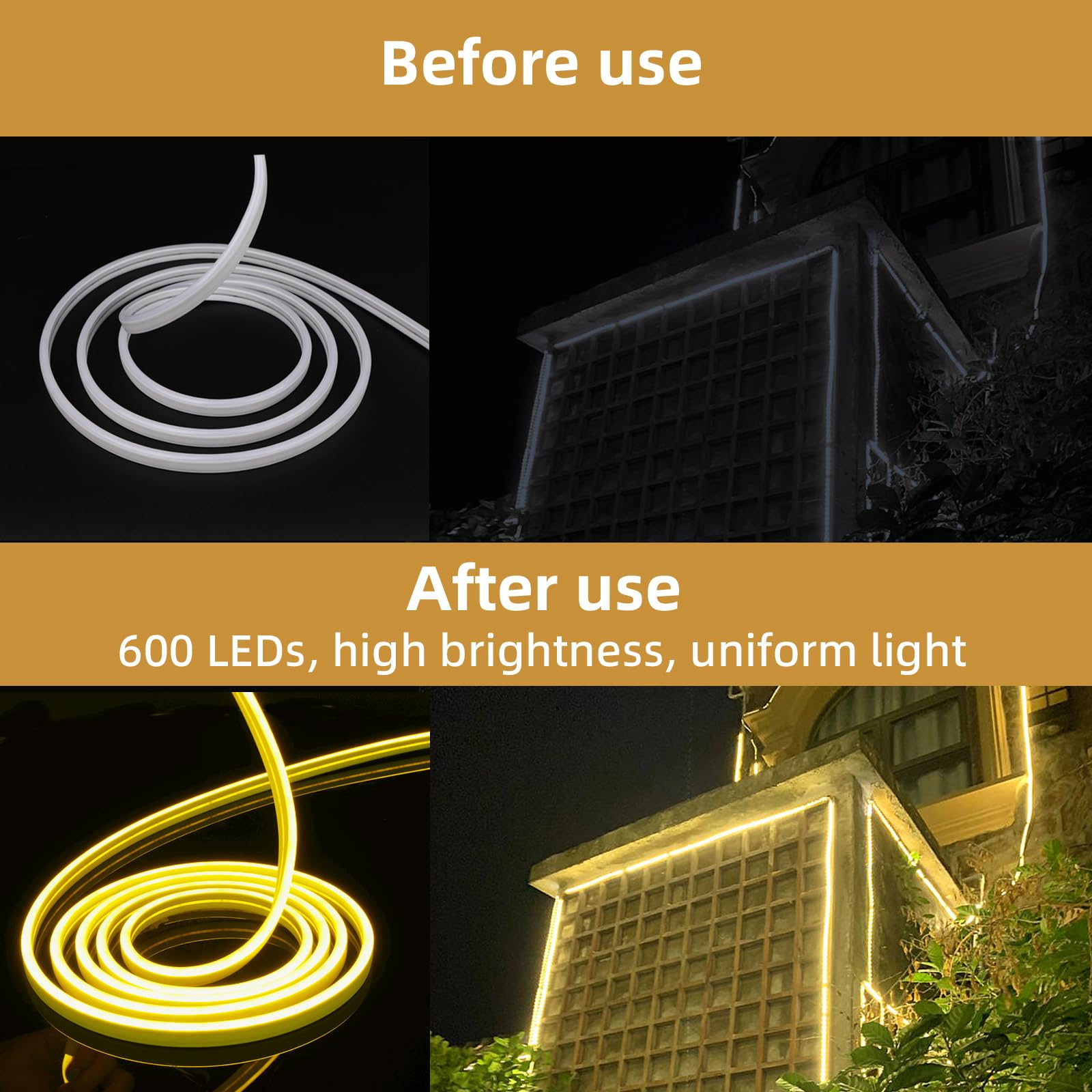 VILHTL Neon LED Strip Light, 12V 5m Yellow LED Lights Strip - Image 3