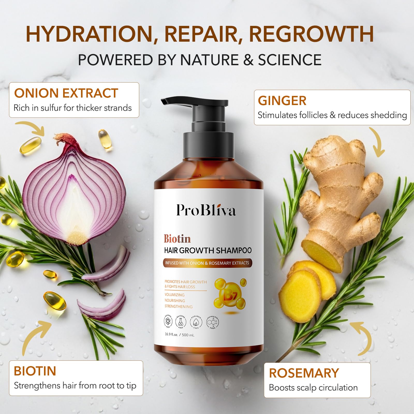 ProBliva Biotin Shampoo and Onion Conditioner Set for Thinning Hair