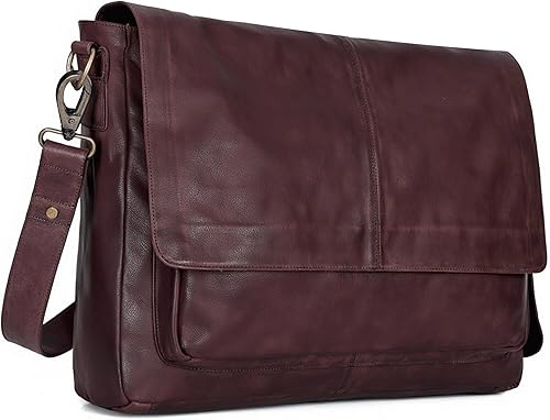 Vista 7 de Oak Leathers Leather Messenger Bag for Men and Women - Laptop Briefcase Bag For College, Office, Adjustable Shoulder Strap Nuez