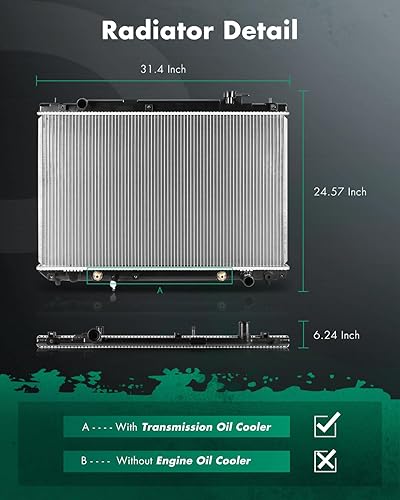 Miniatura 2 de SCITOO 2453 Radiador AT Radiador Fit 2001-2007 para Toyota para Highlander 2.4L