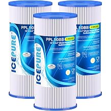 ICEPURE 5 Micron 10" x 4.5" Whole House Sediment Pleated Water Filter Replacement for GE FXHSC, Culligan R50-BBSA, Pentek R50-BB, DuPont WFHDC3001, W50PEHD, GXWH40L, GXWH35F for Well Water, 3PACK