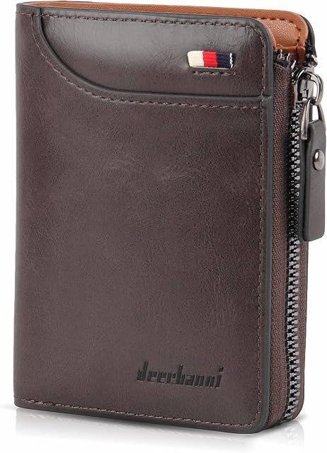 BWBIKE Mens Wallet RFID Blocking Leather Wallets Soft Slim Purse Multi-Card Credit Card Holder Anti-Theft Purse (Brown)