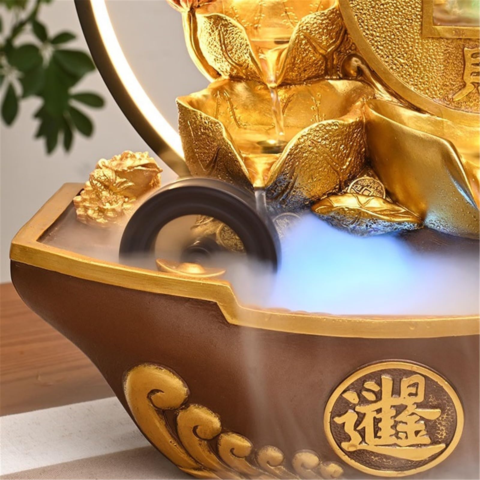 Feng Shui Fontana di meditazione con ornamenti d'acqua lusso e luce, paesaggio acquatico circolare ruota Feng Shui Interno(Piccolo)