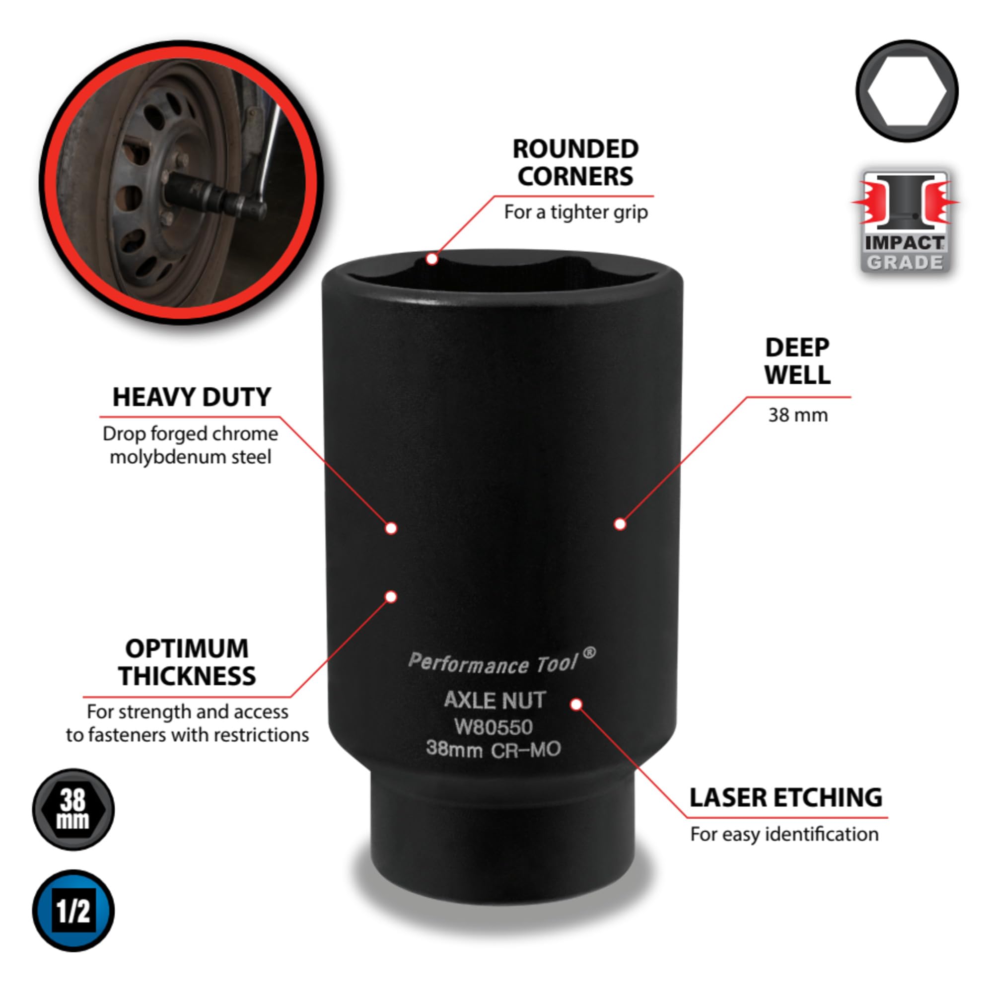 Wilmar unidad rueda delantera Eje Tuerca Socket, W80550