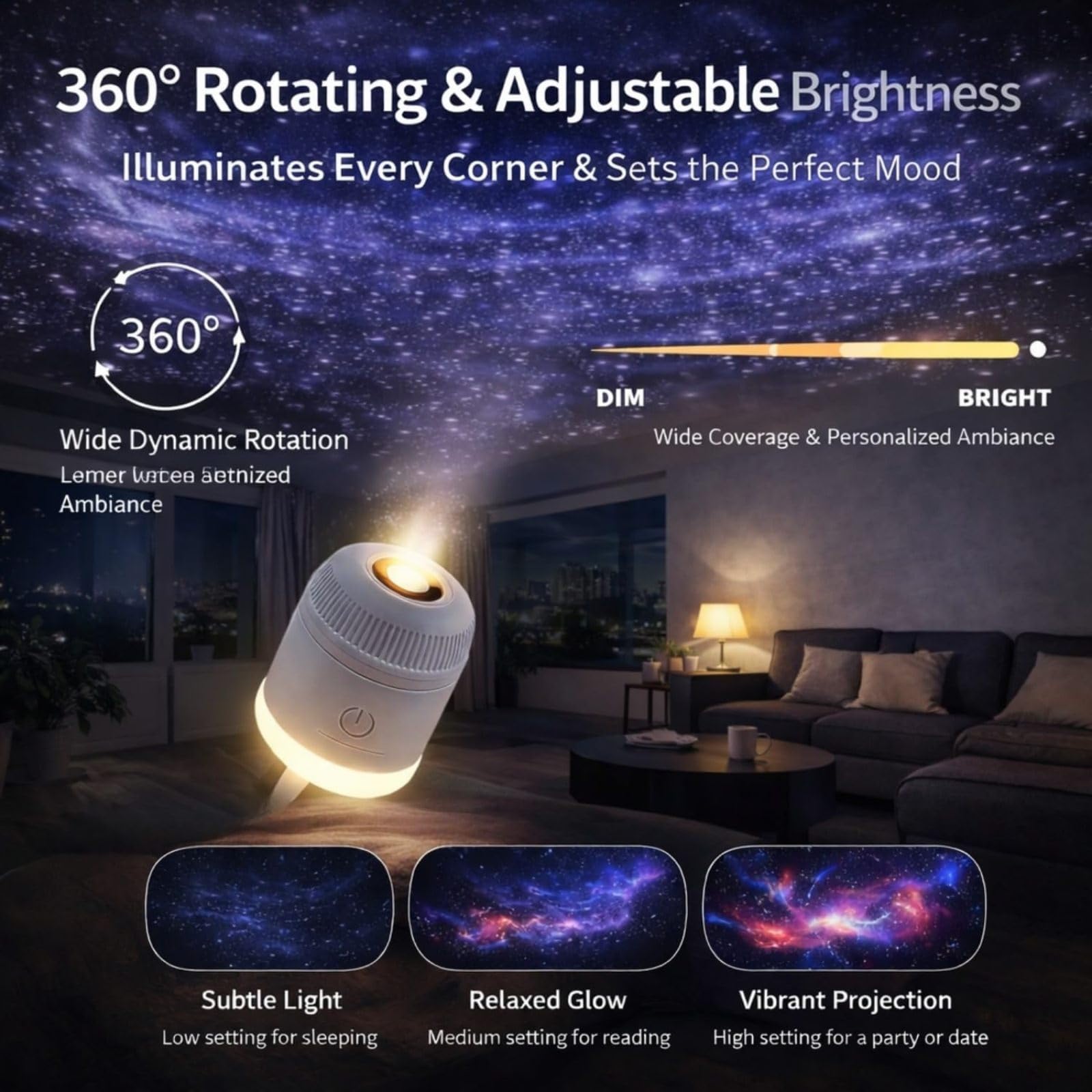 2-In-1 Galaxy Projector Night Light, Portatile E Multifunzione, Rotazione A 360°, Alimentazione USB Con Filtri HD, Per Creare Illuminazione Atmosferica In Auto E Camera Da Letto (24-image)