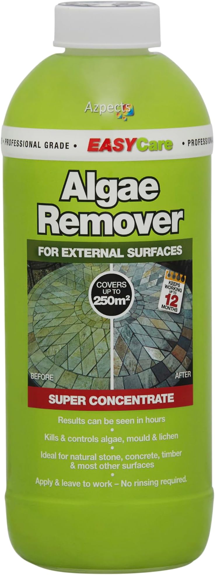 EASYCare - 1L Algae Remover Cleaner For Algae, Mould And Lichen. Quick And Easy To Use Algae Cleaner Concentrate For Outdoor Wood, Concrete, Stone And More. Prevents Algae For Up To 12 Months