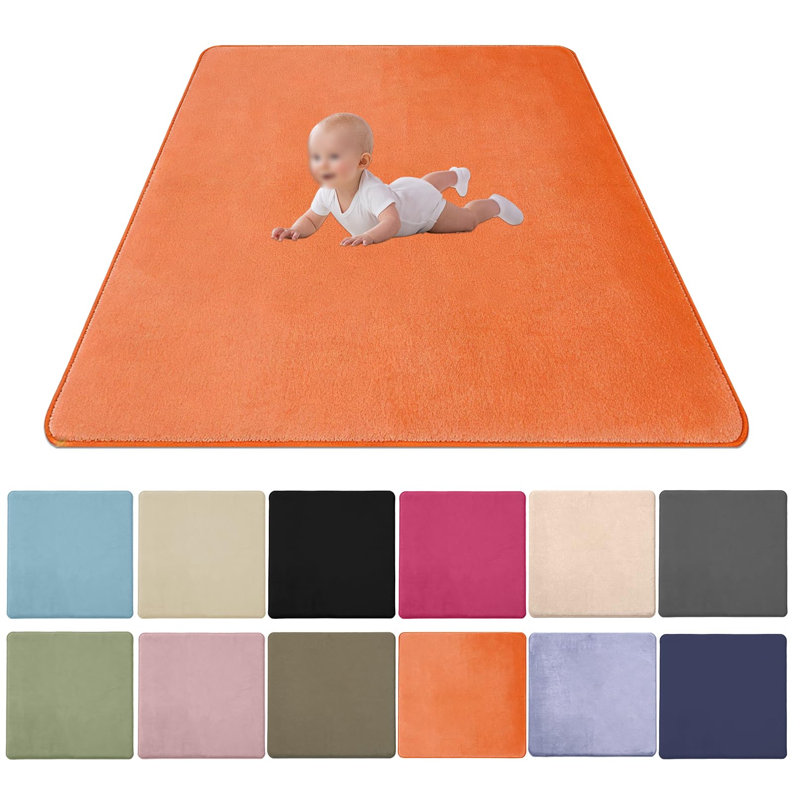 Zteiuqx Baby Play Mat, Coral Velvet Activity Rug for Tummy Time, Non-Slip Nursery Floor Mat for Infants, Kids 2CM Thick Memory Foam Crawling Mat 40x60cm/15.75x23.62inch — image 1