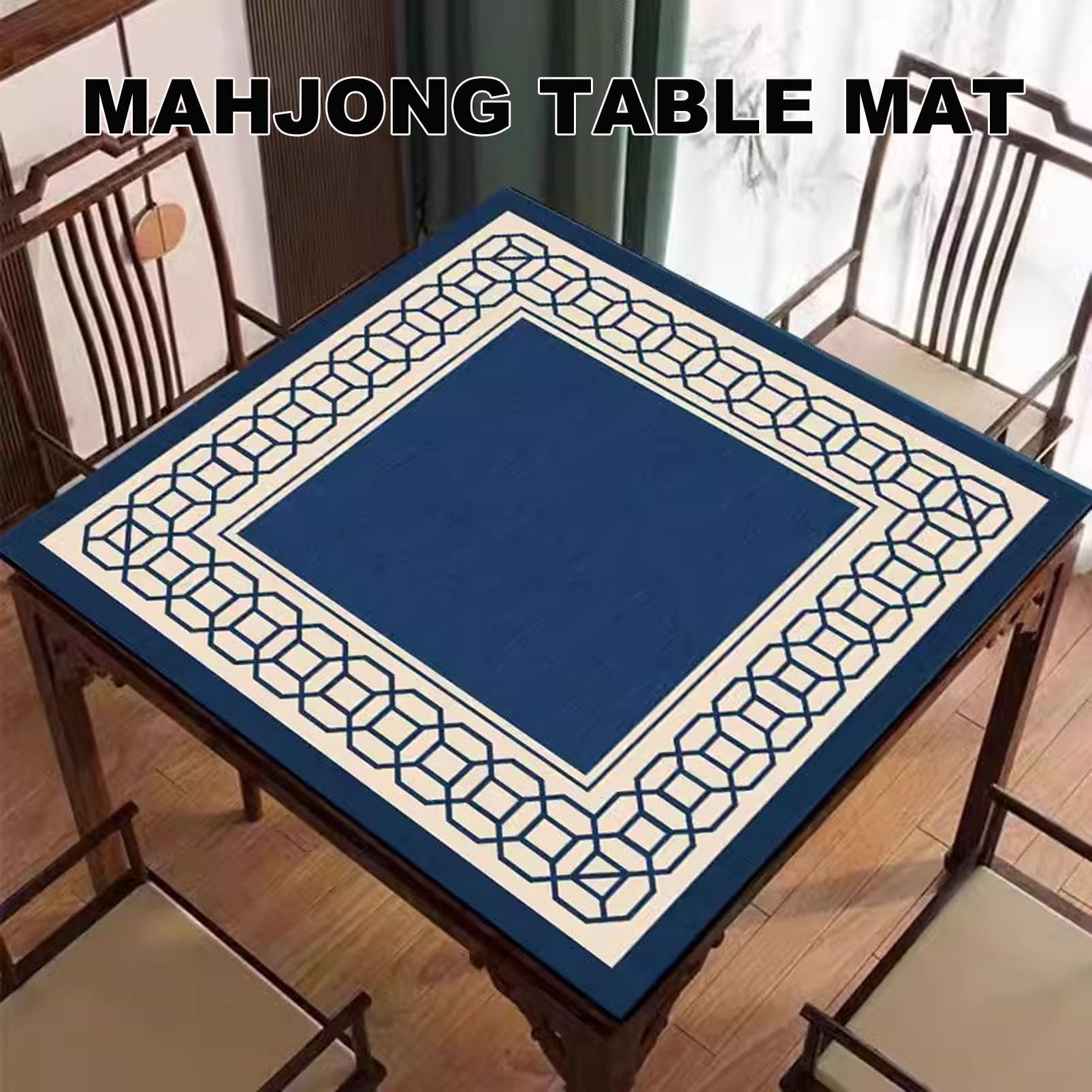 Mata na stół Mahjong Maty stołowe do gier, niebieska kwadratowa mata na stół Mahjong, antypoślizgowa podkładka na stół Mahjong do gier karcianych Mahjong Poker, z torbą do przenoszenia(27.6x27.6inch/7